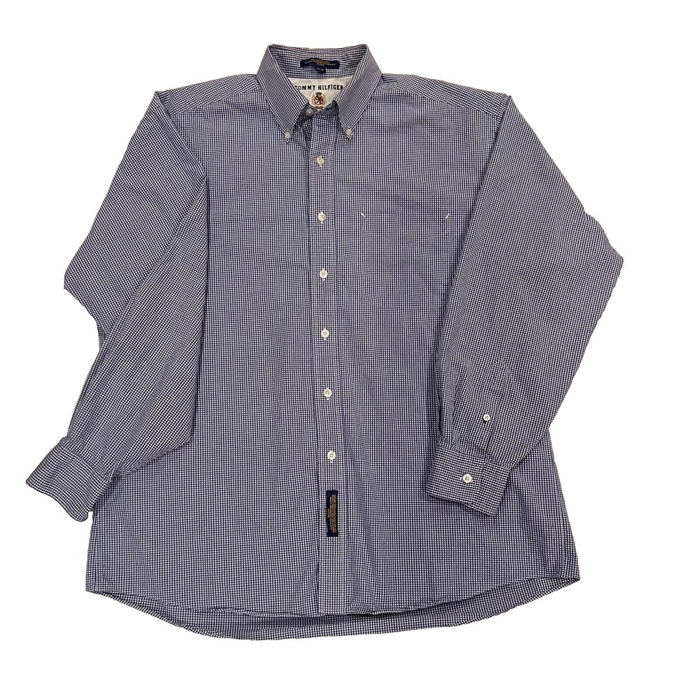 Tommy Hilfiger Men's Classic Long‎ Sleeve Dress Shirt Blue 16-35